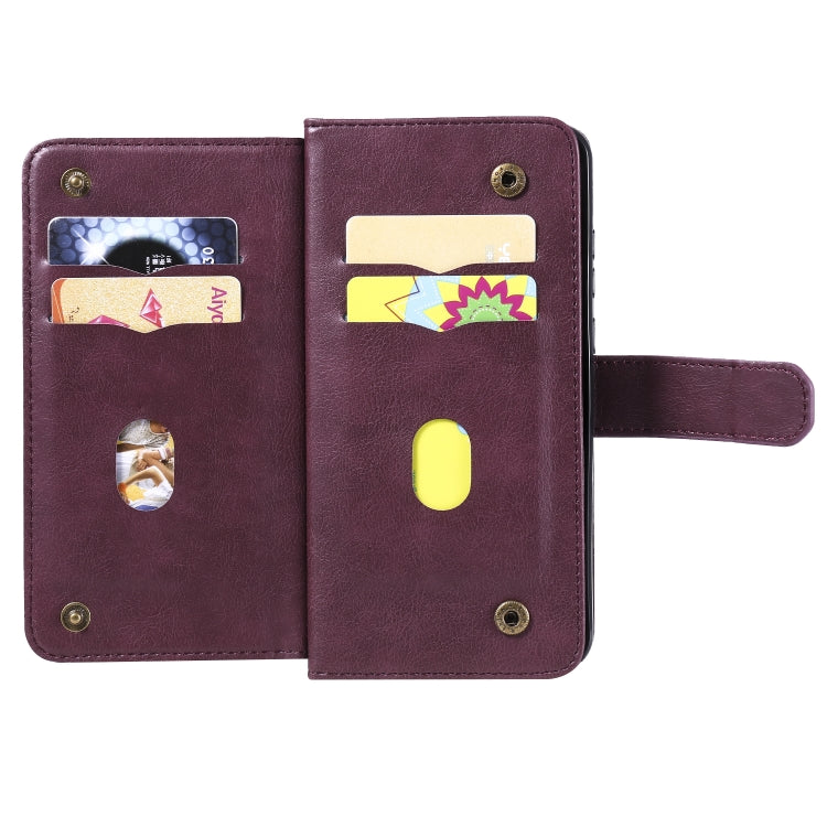 For Sony Xperia L4 Multifunctional Magnetic Copper Buckle Horizontal Flip Solid Color Leather Case with 10 Card Slots & Wallet & Holder & Photo Frame