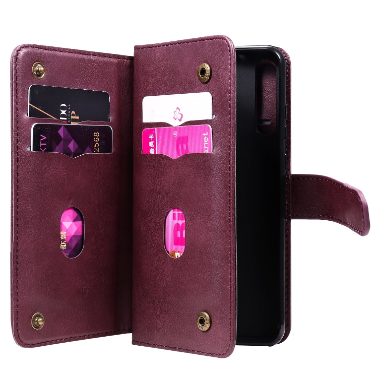 For Sony Xperia L4 Multifunctional Magnetic Copper Buckle Horizontal Flip Solid Color Leather Case with 10 Card Slots & Wallet & Holder & Photo Frame