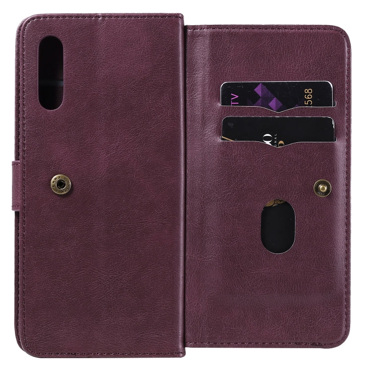 For Sony Xperia L4 Multifunctional Magnetic Copper Buckle Horizontal Flip Solid Color Leather Case with 10 Card Slots & Wallet & Holder & Photo Frame