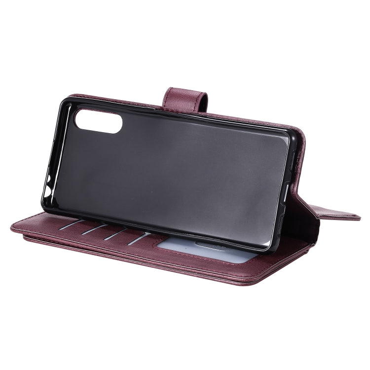 For Sony Xperia L4 Multifunctional Magnetic Copper Buckle Horizontal Flip Solid Color Leather Case with 10 Card Slots & Wallet & Holder & Photo Frame