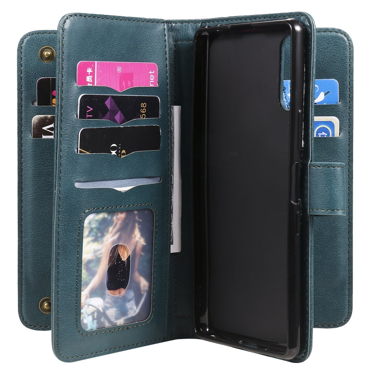 For Sony Xperia L4 Multifunctional Magnetic Copper Buckle Horizontal Flip Solid Color Leather Case with 10 Card Slots & Wallet & Holder & Photo Frame