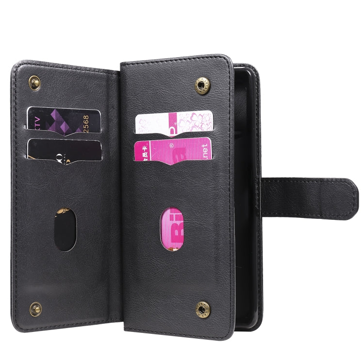 For Sony Xperia L4 Multifunctional Magnetic Copper Buckle Horizontal Flip Solid Color Leather Case with 10 Card Slots & Wallet & Holder & Photo Frame
