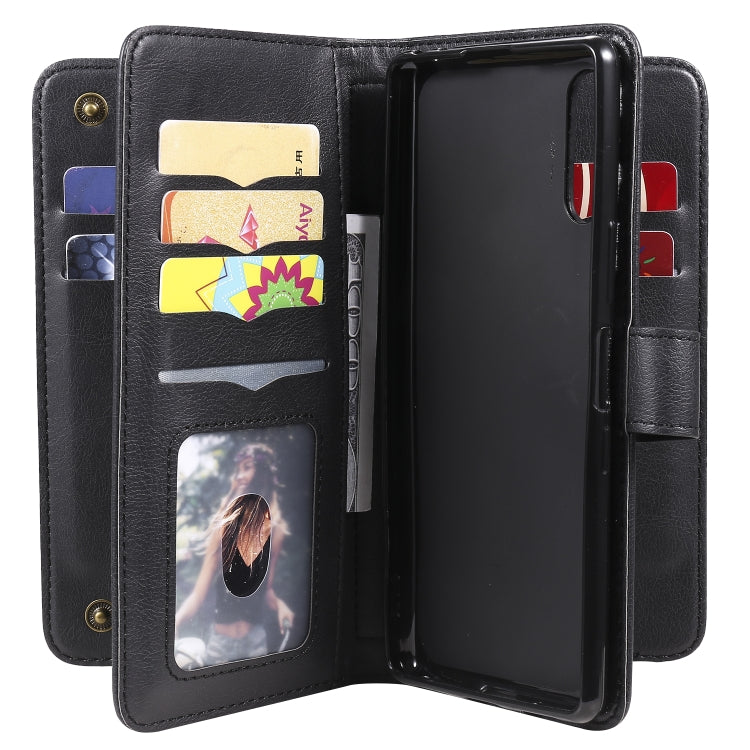 For Sony Xperia L4 Multifunctional Magnetic Copper Buckle Horizontal Flip Solid Color Leather Case with 10 Card Slots & Wallet & Holder & Photo Frame