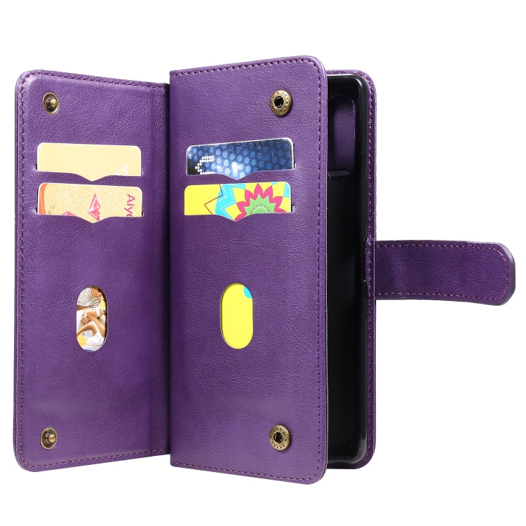 For Sony Xperia L4 Multifunctional Magnetic Copper Buckle Horizontal Flip Solid Color Leather Case with 10 Card Slots & Wallet & Holder & Photo Frame