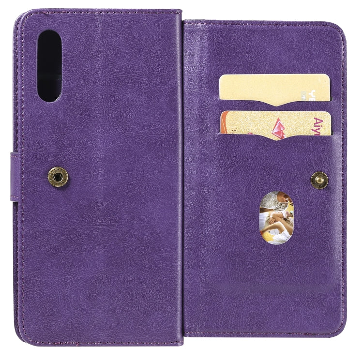 For Sony Xperia L4 Multifunctional Magnetic Copper Buckle Horizontal Flip Solid Color Leather Case with 10 Card Slots & Wallet & Holder & Photo Frame