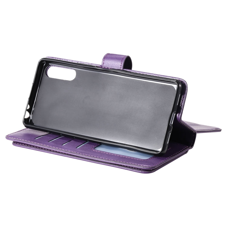 For Sony Xperia L4 Multifunctional Magnetic Copper Buckle Horizontal Flip Solid Color Leather Case with 10 Card Slots & Wallet & Holder & Photo Frame