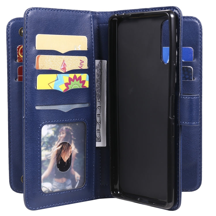 For Sony Xperia L4 Multifunctional Magnetic Copper Buckle Horizontal Flip Solid Color Leather Case with 10 Card Slots & Wallet & Holder & Photo Frame