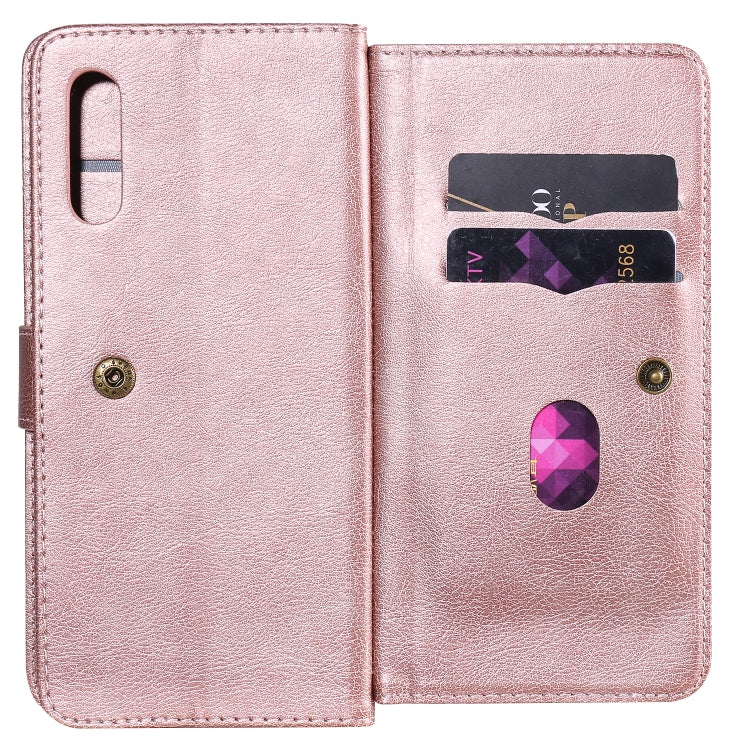 For Sony Xperia L4 Multifunctional Magnetic Copper Buckle Horizontal Flip Solid Color Leather Case with 10 Card Slots & Wallet & Holder & Photo Frame