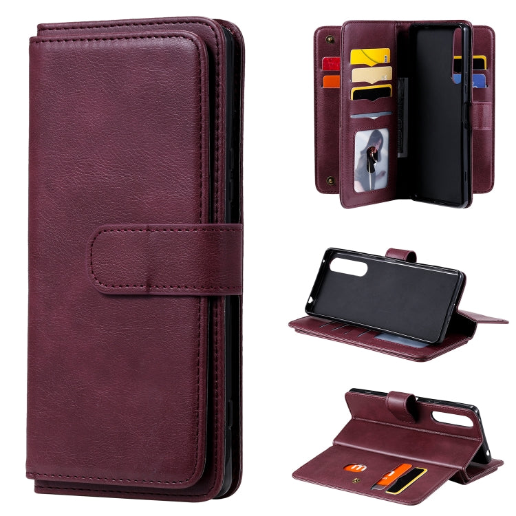 For Sony Xpeira 1 II Multifunctional Magnetic Copper Buckle Horizontal Flip Solid Color Leather Case with 10 Card Slots & Wallet & Holder & Photo Frame