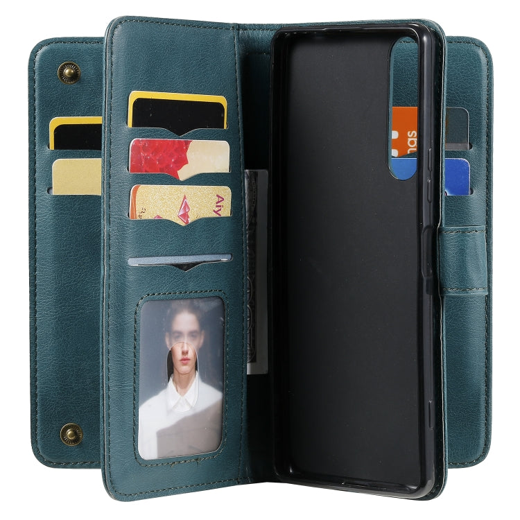 For Sony Xpeira 1 II Multifunctional Magnetic Copper Buckle Horizontal Flip Solid Color Leather Case with 10 Card Slots & Wallet & Holder & Photo Frame