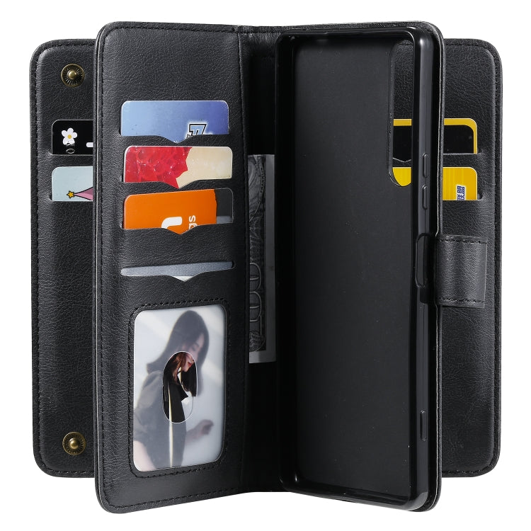 For Sony Xpeira 1 II Multifunctional Magnetic Copper Buckle Horizontal Flip Solid Color Leather Case with 10 Card Slots & Wallet & Holder & Photo Frame