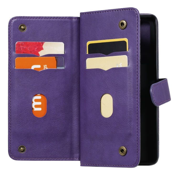 For Sony Xpeira 1 II Multifunctional Magnetic Copper Buckle Horizontal Flip Solid Color Leather Case with 10 Card Slots & Wallet & Holder & Photo Frame