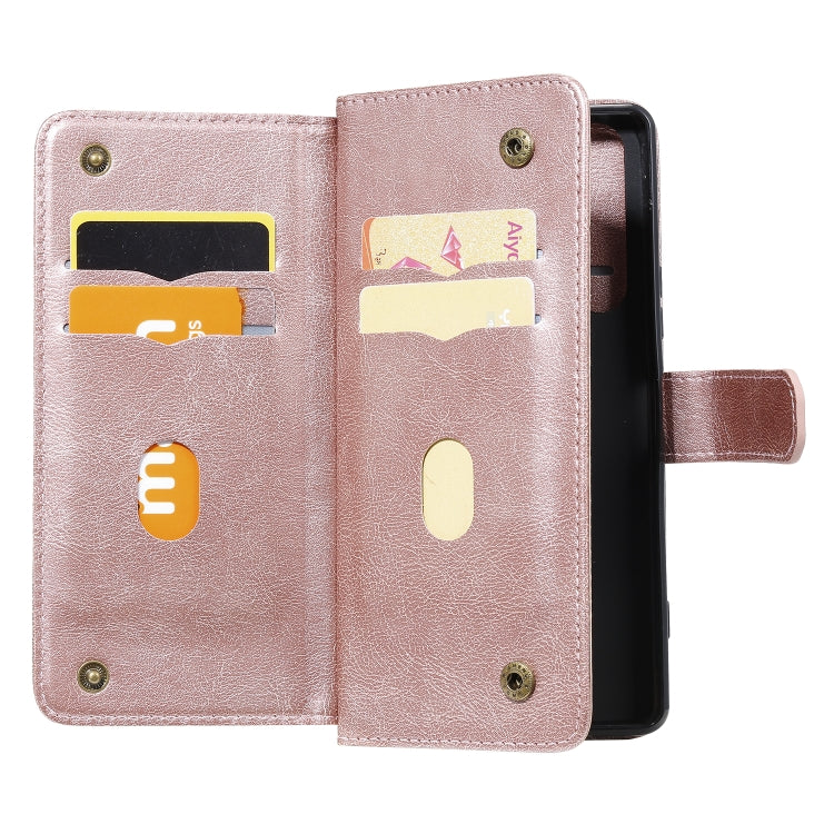 For Sony Xpeira 1 II Multifunctional Magnetic Copper Buckle Horizontal Flip Solid Color Leather Case with 10 Card Slots & Wallet & Holder & Photo Frame