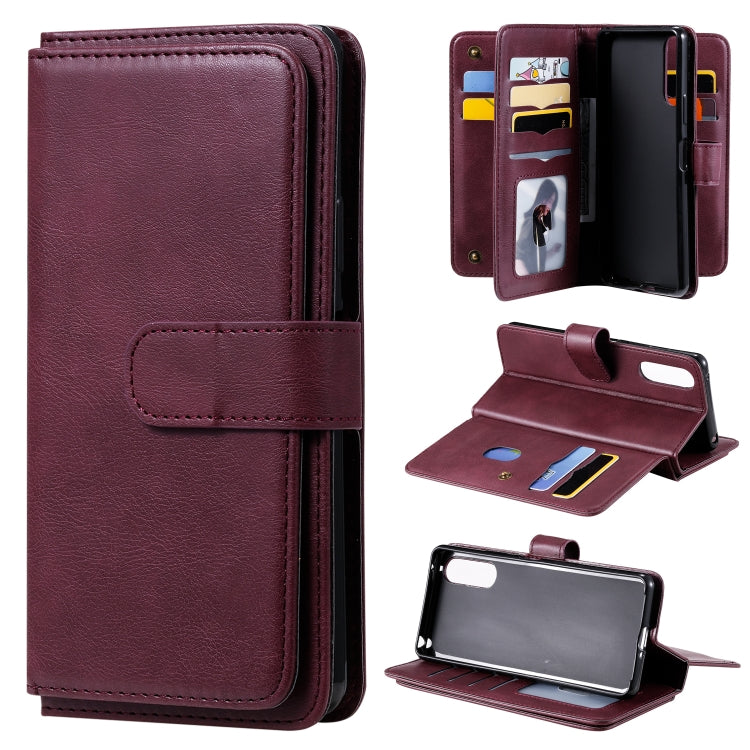 For Sony Xpeira 10 II Multifunctional Magnetic Copper Buckle Horizontal Flip Solid Color Leather Case with 10 Card Slots & Wallet & Holder & Photo Frame