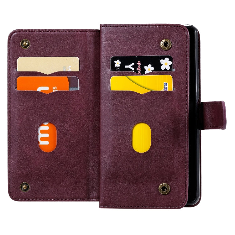 For Sony Xpeira 10 II Multifunctional Magnetic Copper Buckle Horizontal Flip Solid Color Leather Case with 10 Card Slots & Wallet & Holder & Photo Frame