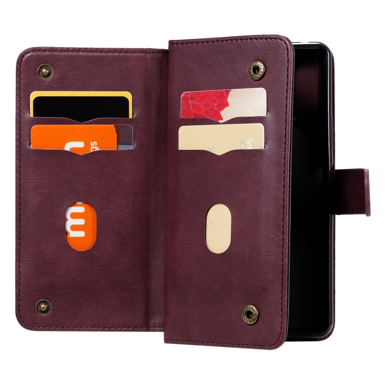 For Sony Xpeira 10 II Multifunctional Magnetic Copper Buckle Horizontal Flip Solid Color Leather Case with 10 Card Slots & Wallet & Holder & Photo Frame