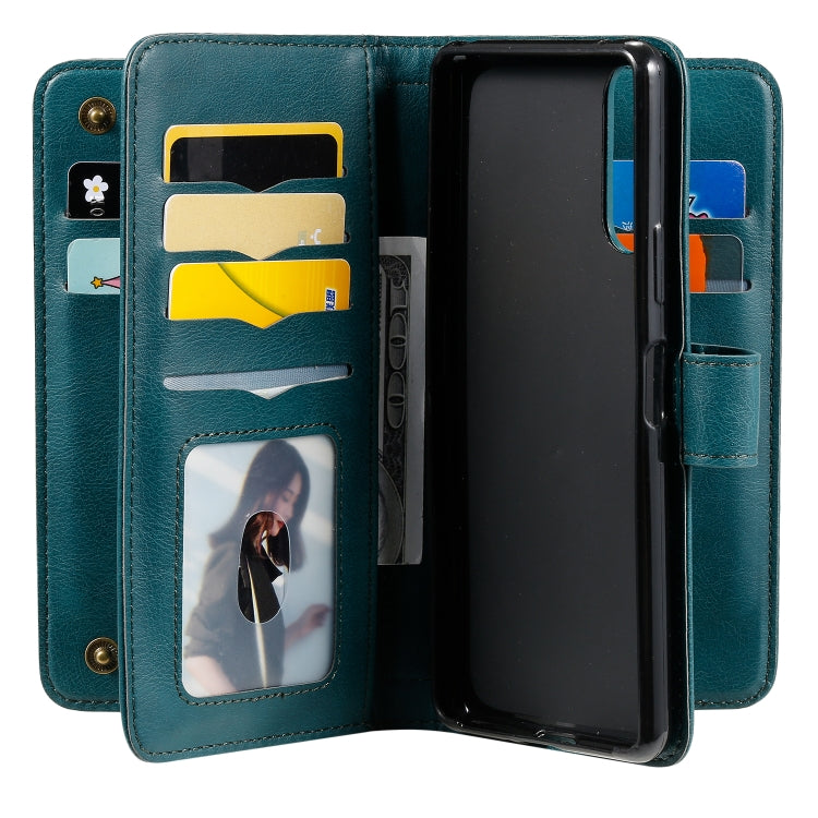 For Sony Xpeira 10 II Multifunctional Magnetic Copper Buckle Horizontal Flip Solid Color Leather Case with 10 Card Slots & Wallet & Holder & Photo Frame