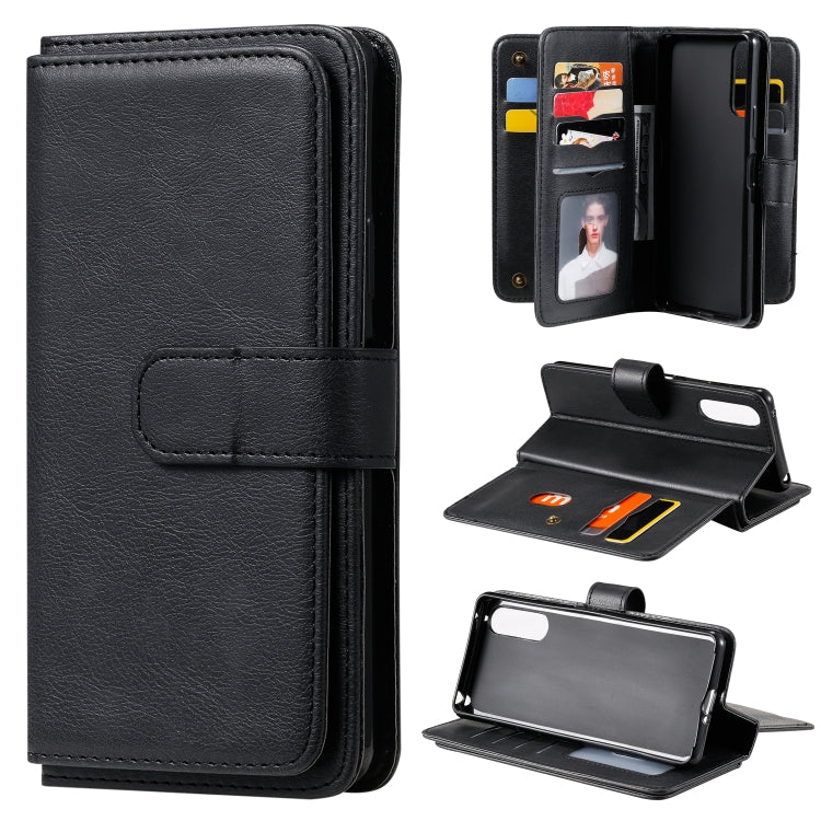 For Sony Xpeira 10 II Multifunctional Magnetic Copper Buckle Horizontal Flip Solid Color Leather Case with 10 Card Slots & Wallet & Holder & Photo Frame