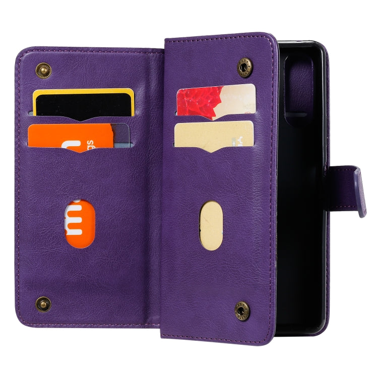 For Sony Xpeira 10 II Multifunctional Magnetic Copper Buckle Horizontal Flip Solid Color Leather Case with 10 Card Slots & Wallet & Holder & Photo Frame