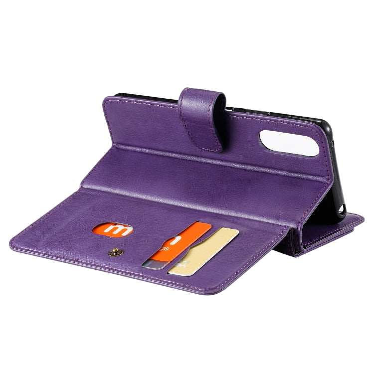 For Sony Xpeira 10 II Multifunctional Magnetic Copper Buckle Horizontal Flip Solid Color Leather Case with 10 Card Slots & Wallet & Holder & Photo Frame