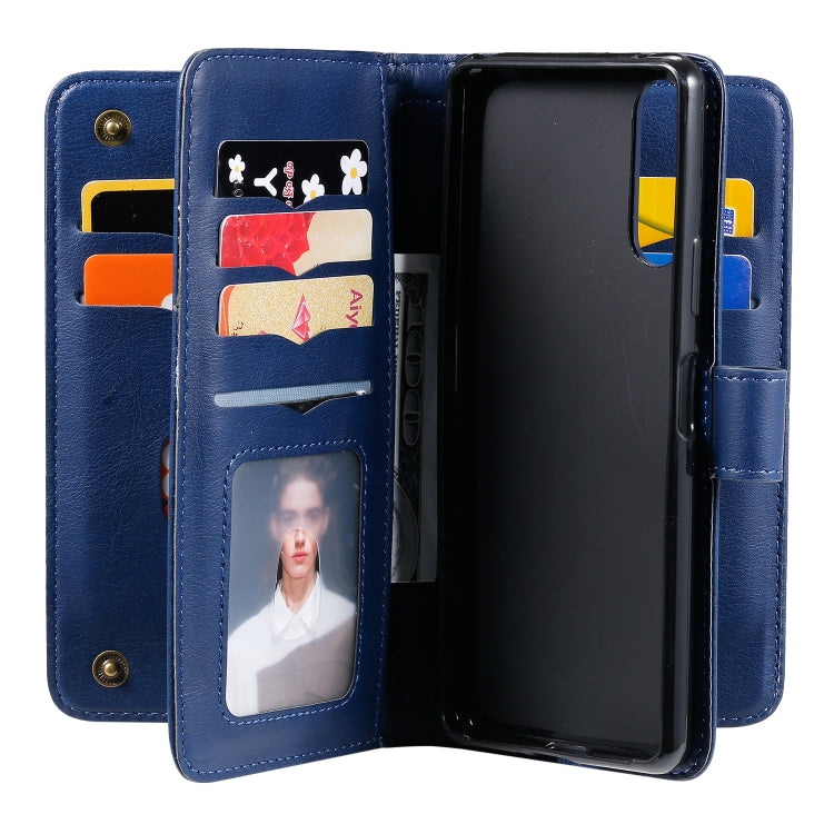 For Sony Xpeira 10 II Multifunctional Magnetic Copper Buckle Horizontal Flip Solid Color Leather Case with 10 Card Slots & Wallet & Holder & Photo Frame