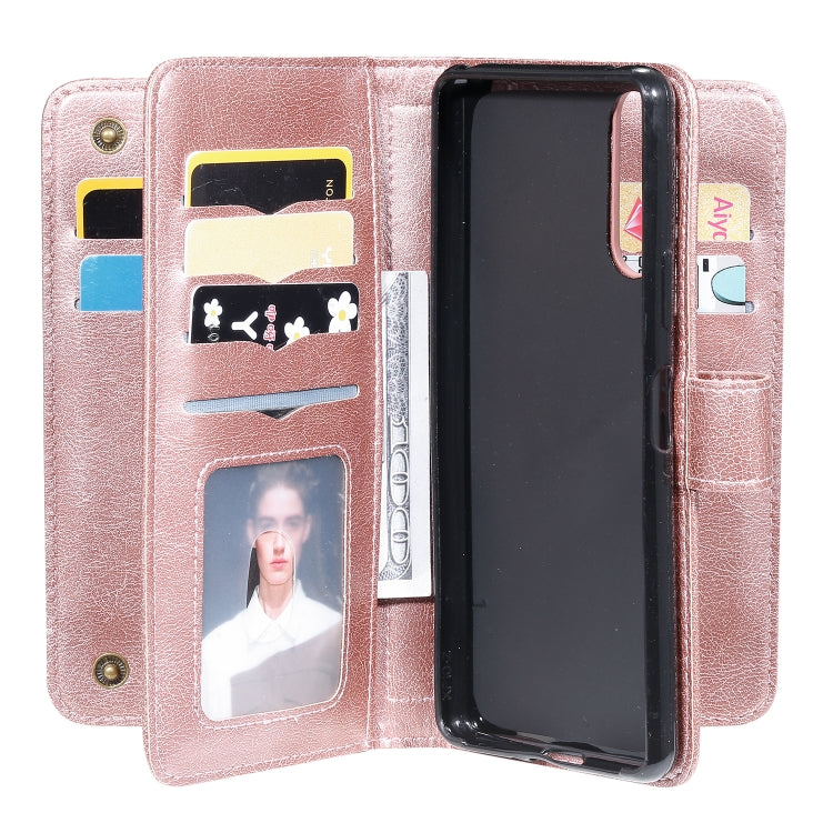 For Sony Xpeira 10 II Multifunctional Magnetic Copper Buckle Horizontal Flip Solid Color Leather Case with 10 Card Slots & Wallet & Holder & Photo Frame