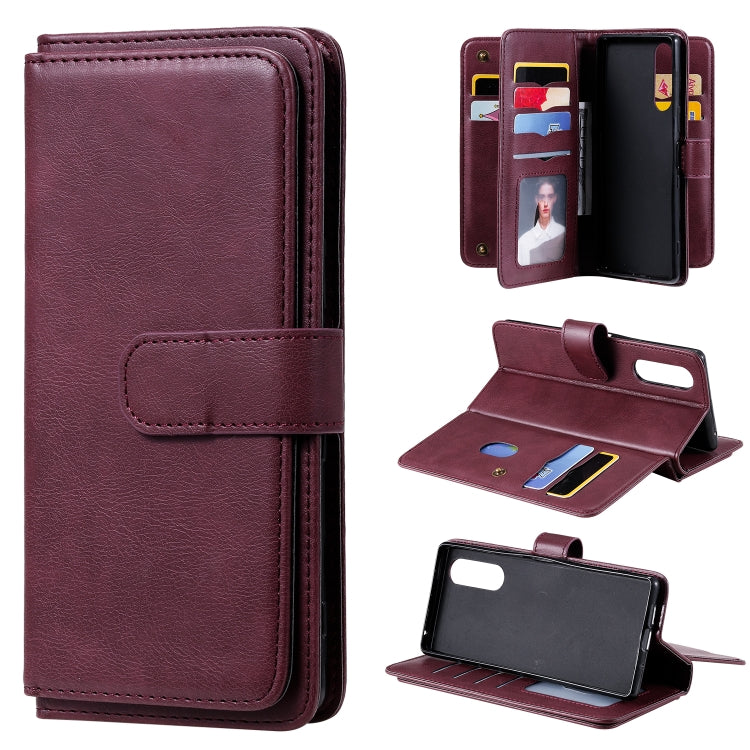 For Sony Xpeira 5 Multifunctional Magnetic Copper Buckle Horizontal Flip Solid Color Leather Case with 10 Card Slots & Wallet & Holder & Photo Frame