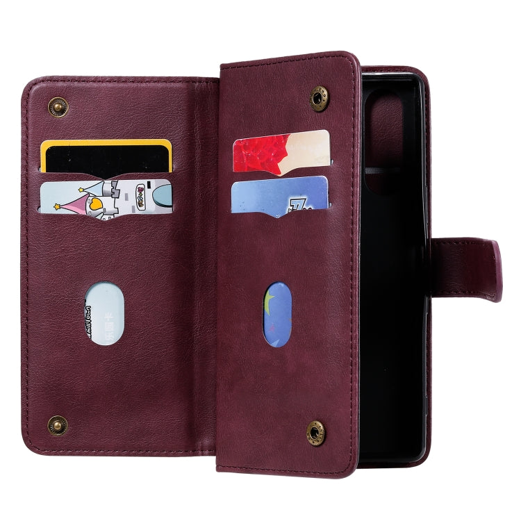 For Sony Xpeira 5 Multifunctional Magnetic Copper Buckle Horizontal Flip Solid Color Leather Case with 10 Card Slots & Wallet & Holder & Photo Frame