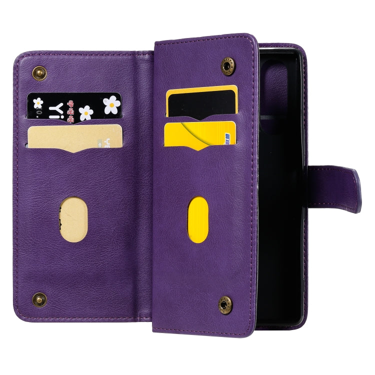 For Sony Xpeira 5 Multifunctional Magnetic Copper Buckle Horizontal Flip Solid Color Leather Case with 10 Card Slots & Wallet & Holder & Photo Frame