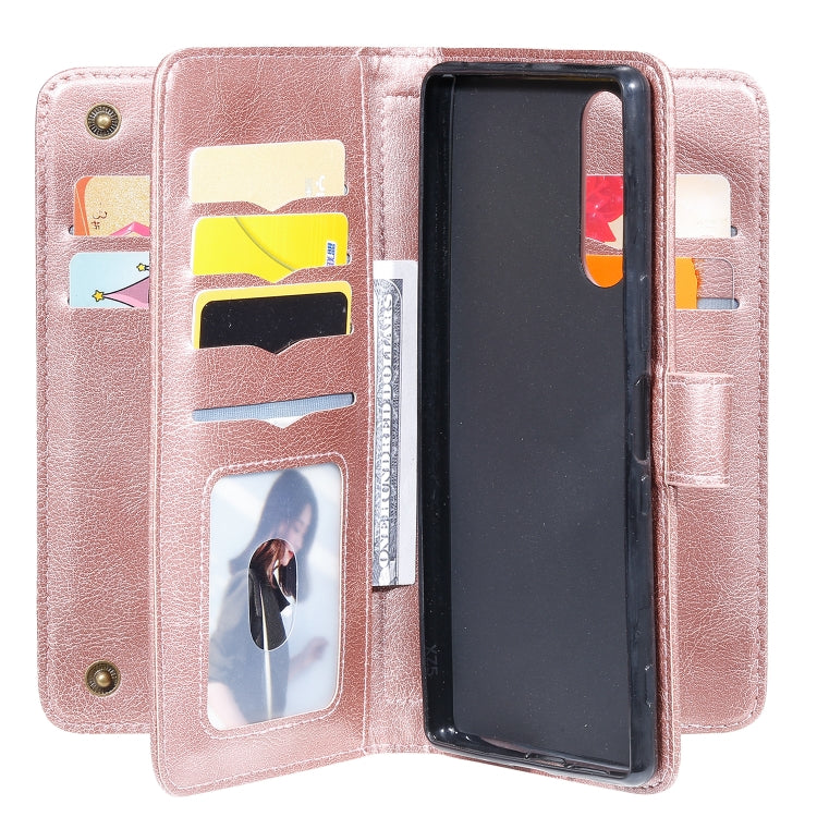 For Sony Xpeira 5 Multifunctional Magnetic Copper Buckle Horizontal Flip Solid Color Leather Case with 10 Card Slots & Wallet & Holder & Photo Frame
