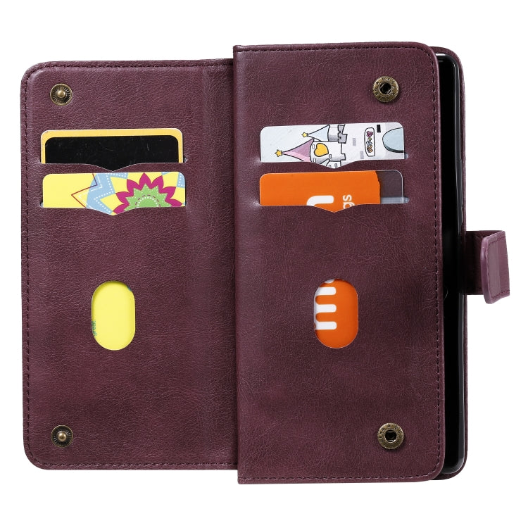 For Sony Xpeira 8 Multifunctional Magnetic Copper Buckle Horizontal Flip Solid Color Leather Case with 10 Card Slots & Wallet & Holder & Photo Frame