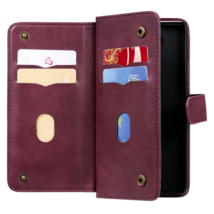 For Sony Xpeira 8 Multifunctional Magnetic Copper Buckle Horizontal Flip Solid Color Leather Case with 10 Card Slots & Wallet & Holder & Photo Frame