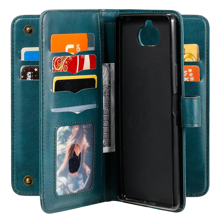 For Sony Xpeira 8 Multifunctional Magnetic Copper Buckle Horizontal Flip Solid Color Leather Case with 10 Card Slots & Wallet & Holder & Photo Frame