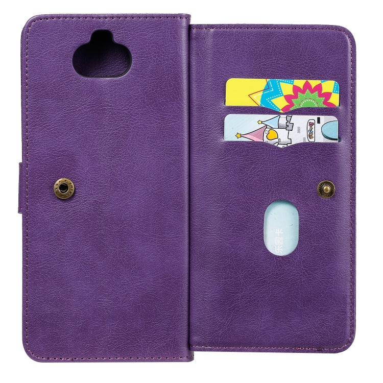 For Sony Xpeira 8 Multifunctional Magnetic Copper Buckle Horizontal Flip Solid Color Leather Case with 10 Card Slots & Wallet & Holder & Photo Frame