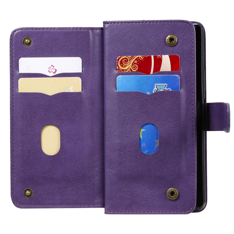 For Sony Xpeira 8 Multifunctional Magnetic Copper Buckle Horizontal Flip Solid Color Leather Case with 10 Card Slots & Wallet & Holder & Photo Frame