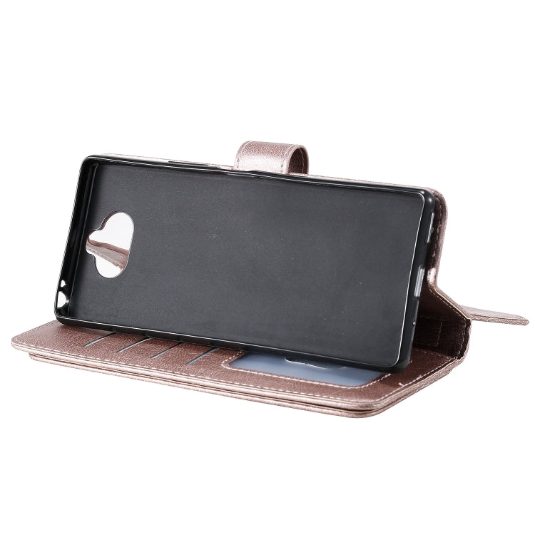 For Sony Xpeira 8 Multifunctional Magnetic Copper Buckle Horizontal Flip Solid Color Leather Case with 10 Card Slots & Wallet & Holder & Photo Frame