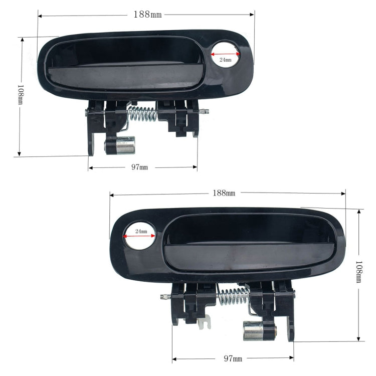 2 PCS Car Front Door Outside Handle 69220-02030+69210-02030 for Toyota Corolla 1998-2002