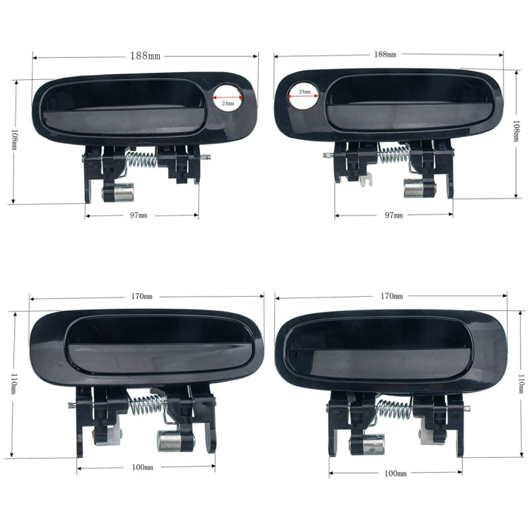 4 PCS Car Door Outside Handle 6922/10-02030+6924/30-02040 for Toyota Corolla 1998-2002 with Tool Kit