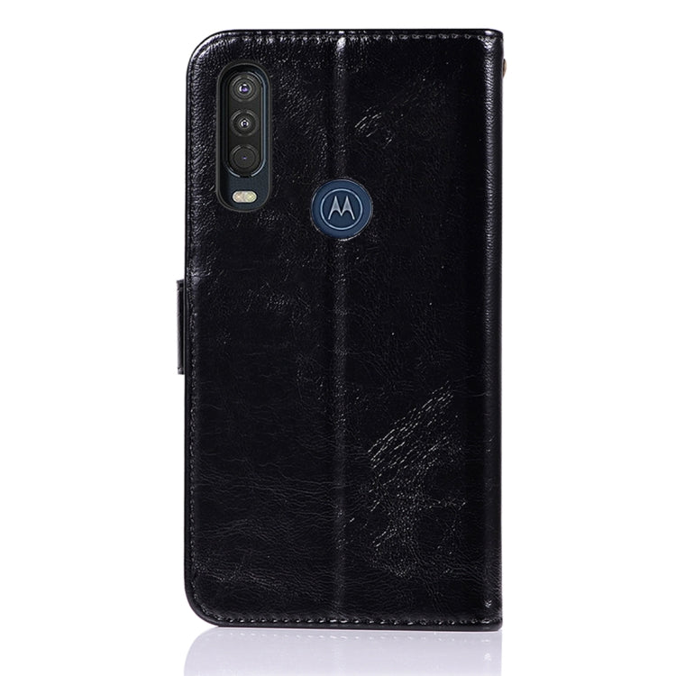 For Motorola Moto P40 Power Copper Buckle Retro Crazy Horse Texture Horizontal Flip Leather Case with Holder & Card Slots & Wallet