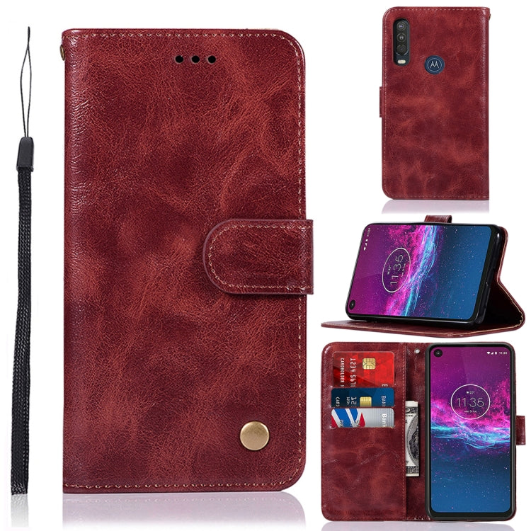 For Motorola Moto P40 Power Copper Buckle Retro Crazy Horse Texture Horizontal Flip Leather Case with Holder & Card Slots & Wallet