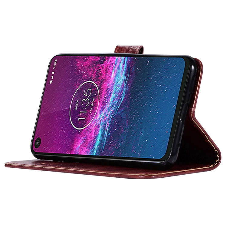 For Motorola Moto P40 Power Copper Buckle Retro Crazy Horse Texture Horizontal Flip Leather Case with Holder & Card Slots & Wallet