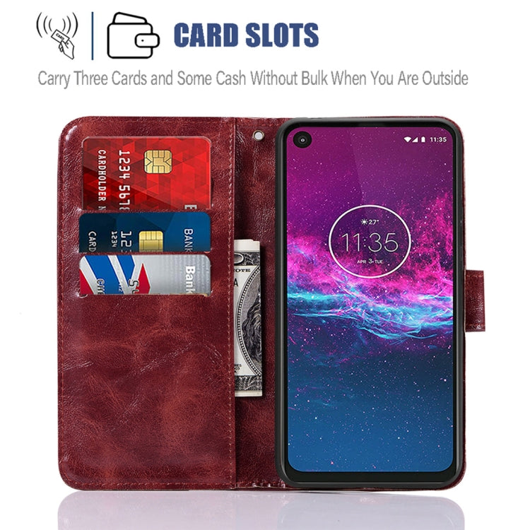 For Motorola Moto P40 Power Copper Buckle Retro Crazy Horse Texture Horizontal Flip Leather Case with Holder & Card Slots & Wallet