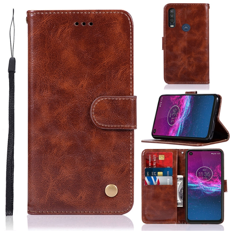 For Motorola Moto P40 Power Copper Buckle Retro Crazy Horse Texture Horizontal Flip Leather Case with Holder & Card Slots & Wallet