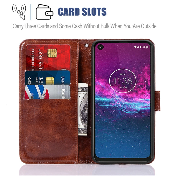 For Motorola Moto P40 Power Copper Buckle Retro Crazy Horse Texture Horizontal Flip Leather Case with Holder & Card Slots & Wallet