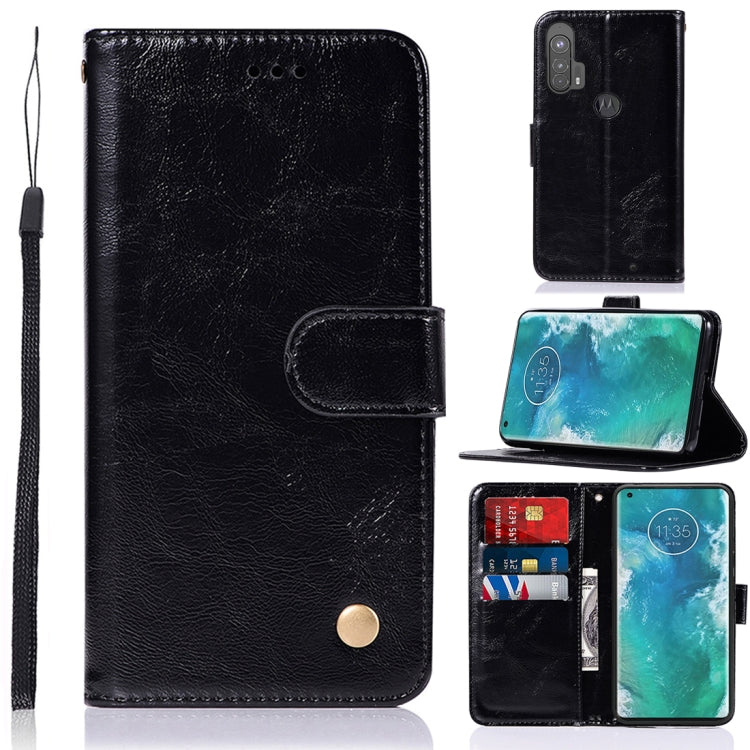 For Motorola Moto Edge Plus Copper Buckle Retro Crazy Horse Texture Horizontal Flip Leather Case with Holder & Card Slots & Wallet