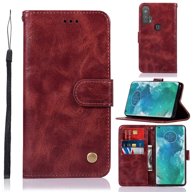 For Motorola Moto Edge Plus Copper Buckle Retro Crazy Horse Texture Horizontal Flip Leather Case with Holder & Card Slots & Wallet
