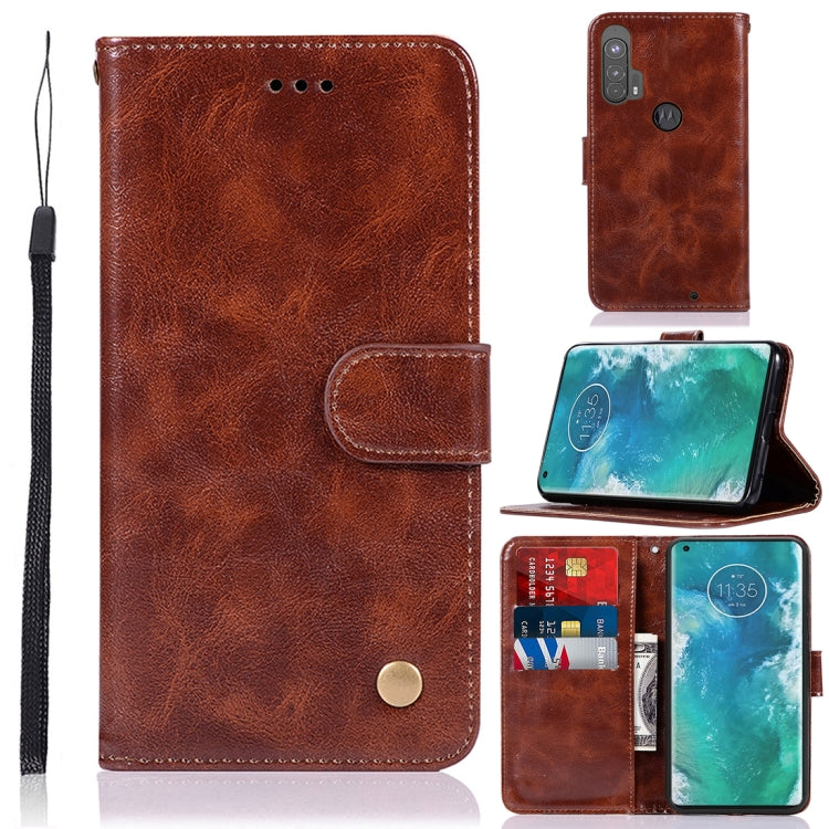 For Motorola Moto Edge Plus Copper Buckle Retro Crazy Horse Texture Horizontal Flip Leather Case with Holder & Card Slots & Wallet