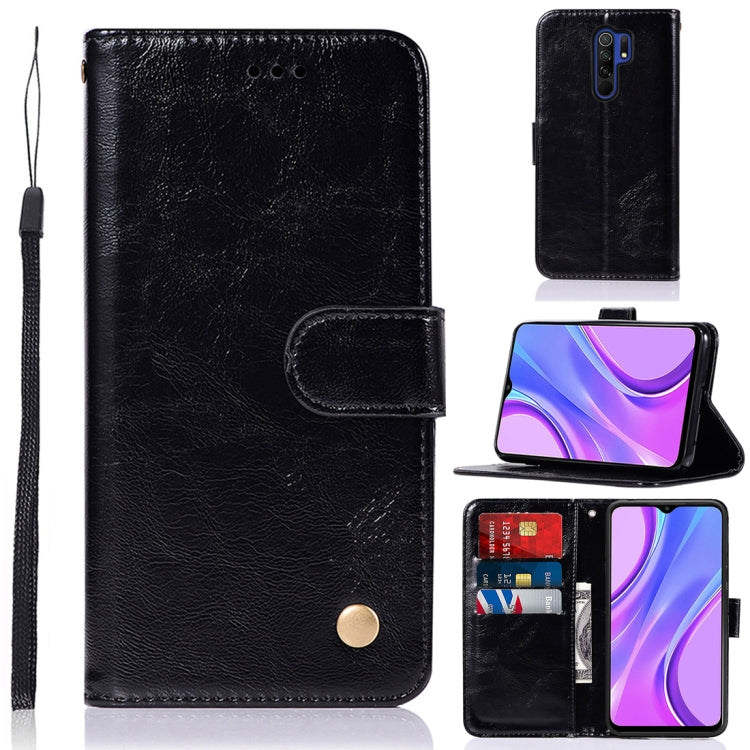 For Xiaomi Redmi 9 Copper Buckle Retro Crazy Horse Texture Horizontal Flip Leather Case with Holder & Card Slots & Wallet