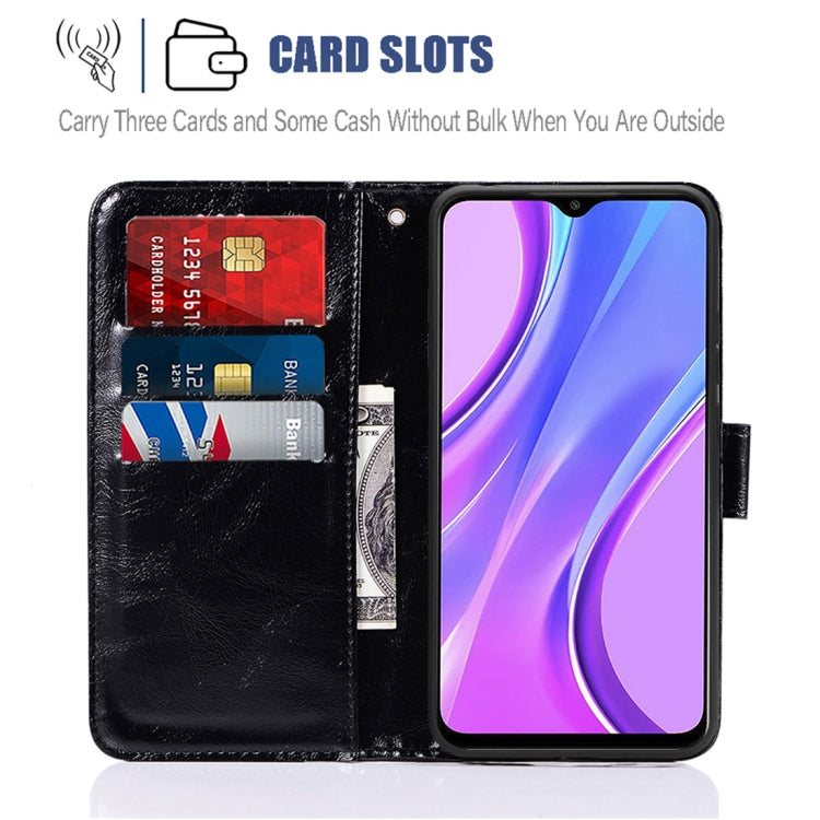 For Xiaomi Redmi 9 Copper Buckle Retro Crazy Horse Texture Horizontal Flip Leather Case with Holder & Card Slots & Wallet