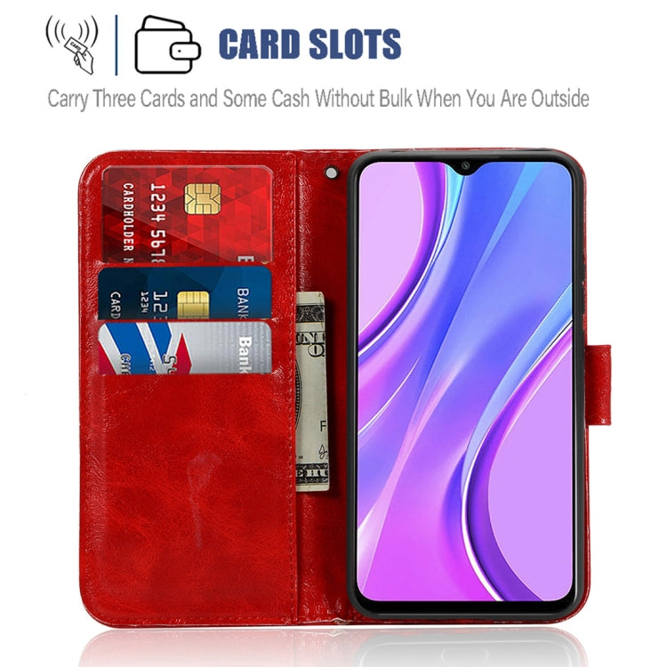 For Xiaomi Redmi 9 Copper Buckle Retro Crazy Horse Texture Horizontal Flip Leather Case with Holder & Card Slots & Wallet